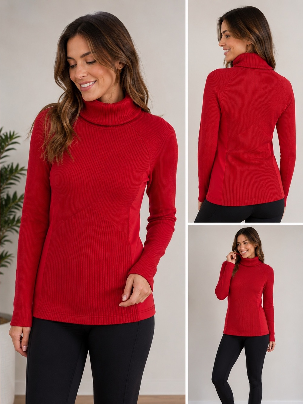 Athleta Merino Women's Wool Blend Turtleneck Sweater – Red – Size M